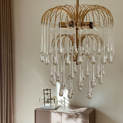 Vintage – Murano chandelier – Teardrop – 68 drops – Clear
