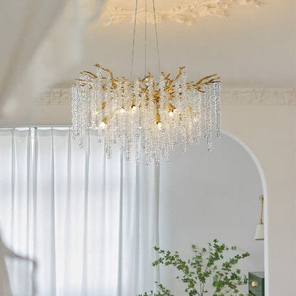 Branch Style Ceiling Light Crystal icicle Chandelier For Dining Table for Modern Home