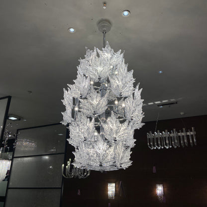 Modern Creative Clear Crystal Maple Leaf Chandelier for Living Room/Bedroom