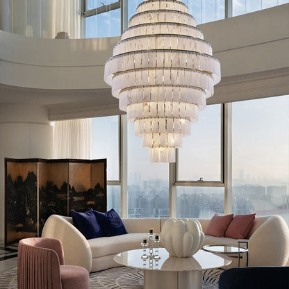 Stairwell Luxury Modern LED High Ceiling Large Alabaster Chandelier