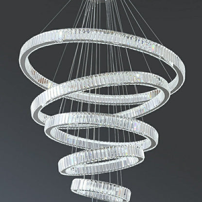 Modern Front Entryway Chandelier 5/6/7 Rings Crystal Gold/ Chrome Finish Ceiling Lamp