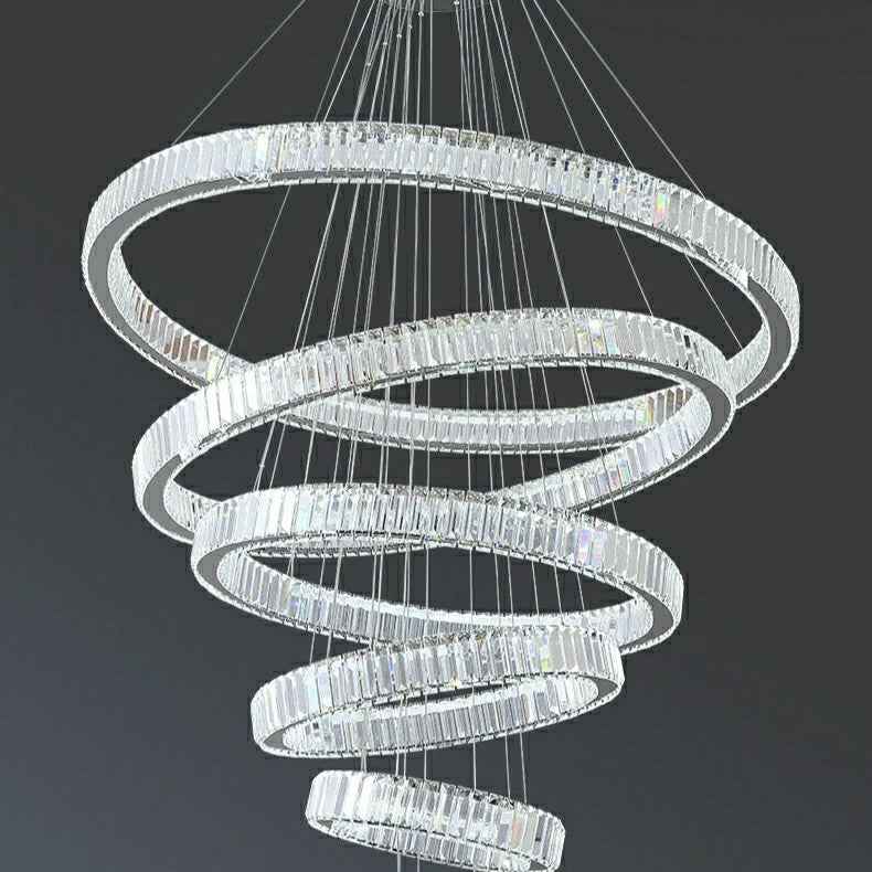 Modern Front Entryway Chandelier 5/6/7 Rings Crystal Gold/ Chrome Finish Ceiling Lamp