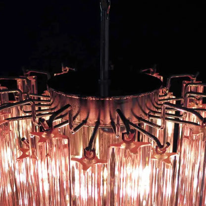 Murano Chandelier – Quadriedri – 46 prisms – Pink