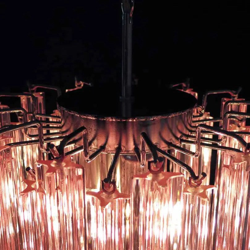 Murano Chandelier – Quadriedri – 46 prisms – Pink