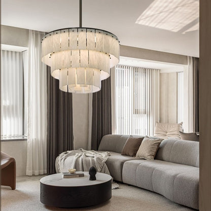 Stairwell Luxury Modern LED High Ceiling Large Alabaster Chandelier