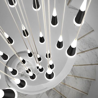 Denise Golden/Black LED Hanging Meteor Rain Staircase Chandelier