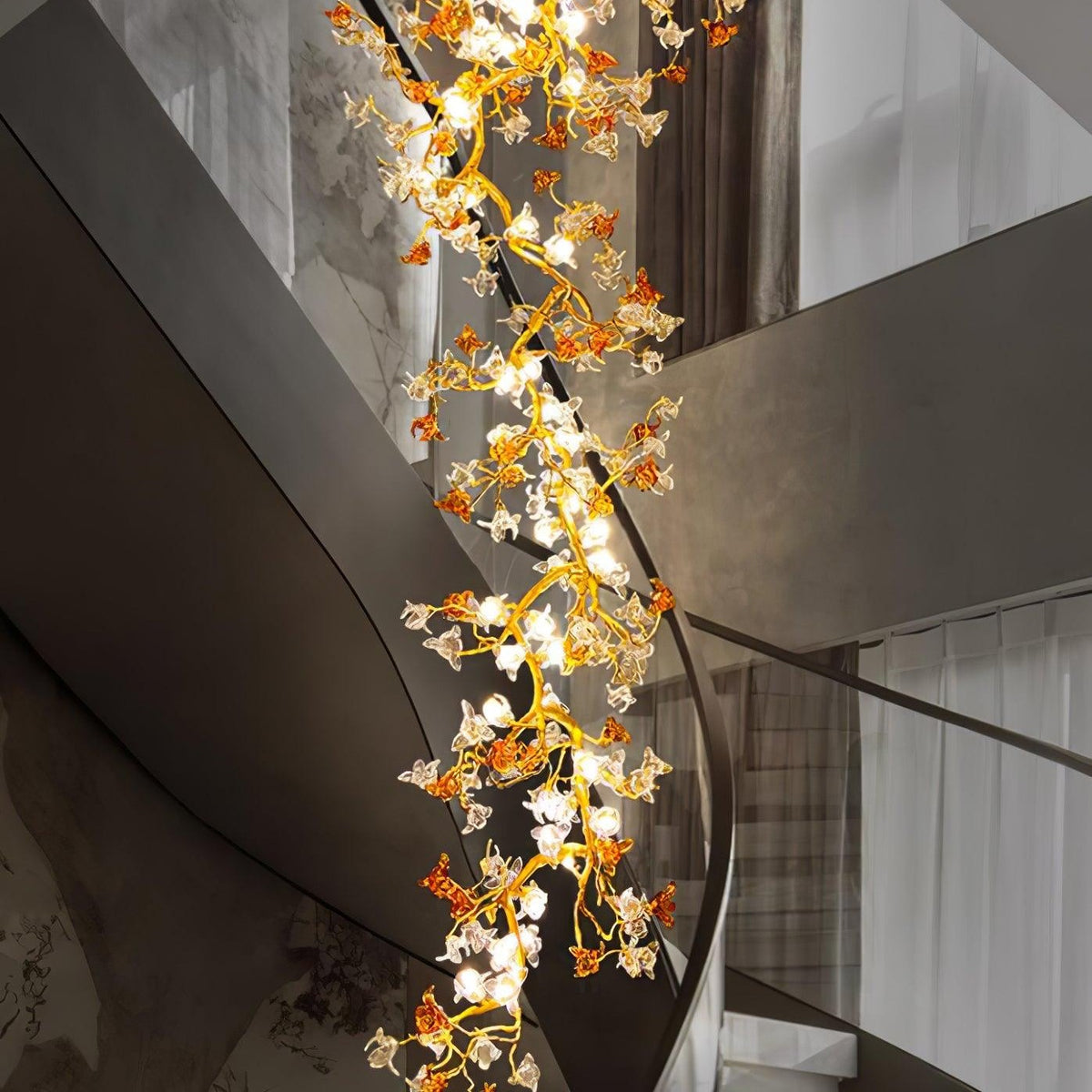 Brass Maple Branch Chandelier