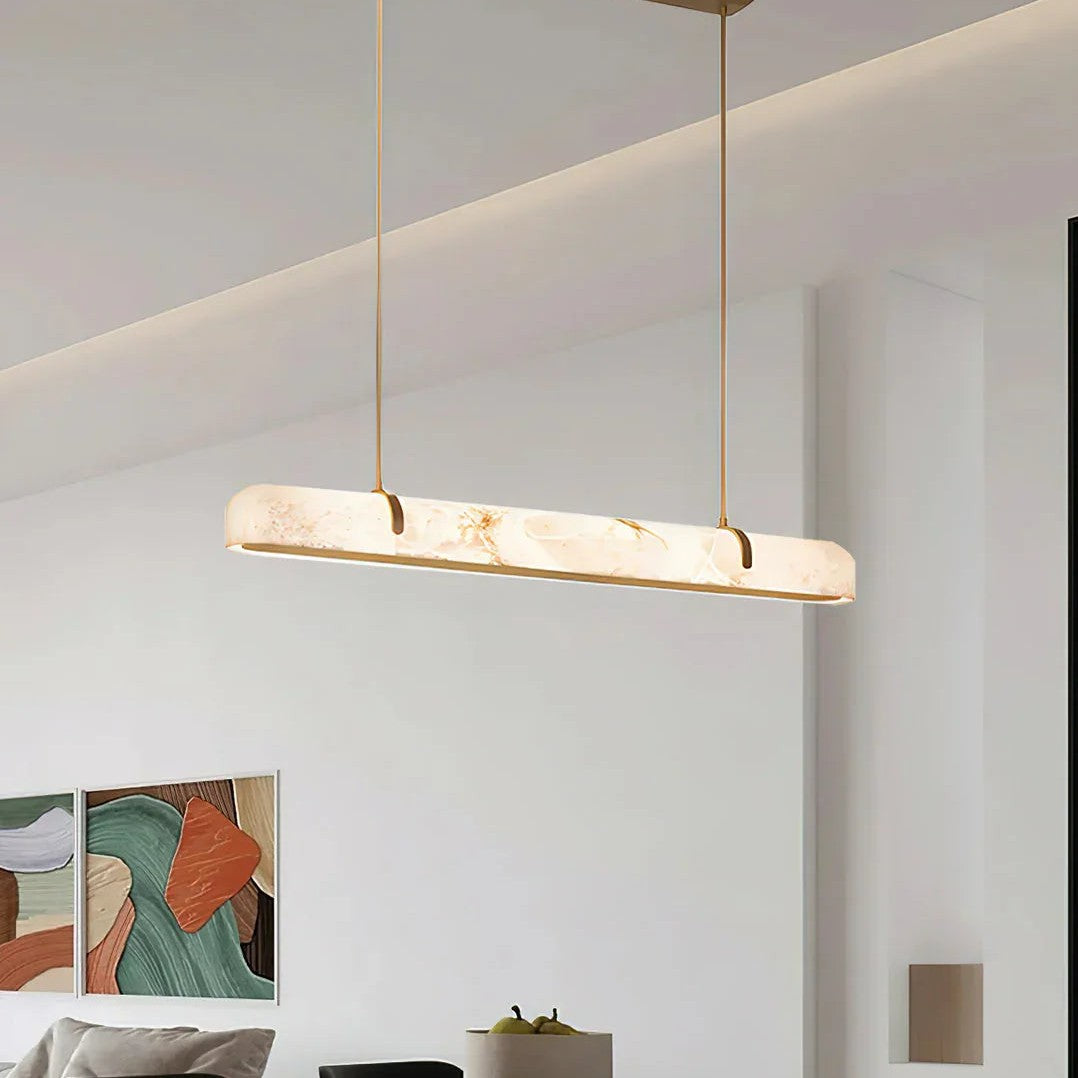 Eamon Linear Alabaster Chandelier, Kitchen Island Pendant Light