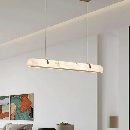 Eamon Linear Alabaster Chandelier, Kitchen Island Pendant Light