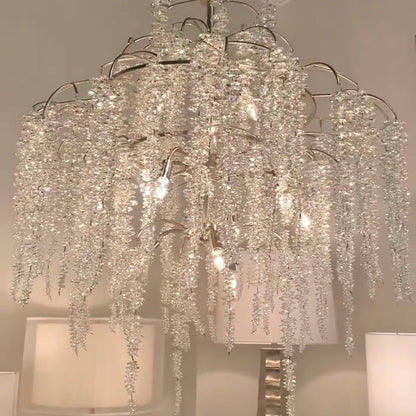 Light Luxury Elegant Sliver Flower Branch Chandelier For Living/Dinning/Bedroom Room/Hallway