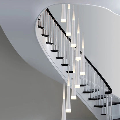 Denise Golden/Black LED Hanging Meteor Rain Staircase Chandelier