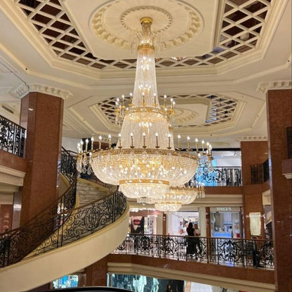 Luxury Empire Candle Lights Crystal Chandelier for High-ceiling