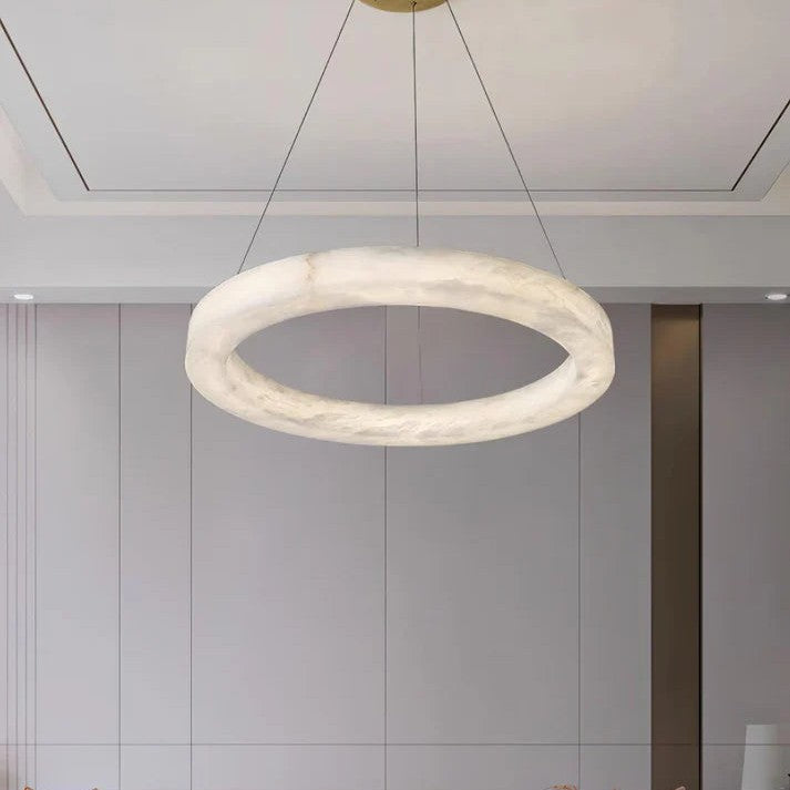 Modern Luxury Alabaster Ring Chandelier, Modern Circular Chandelier