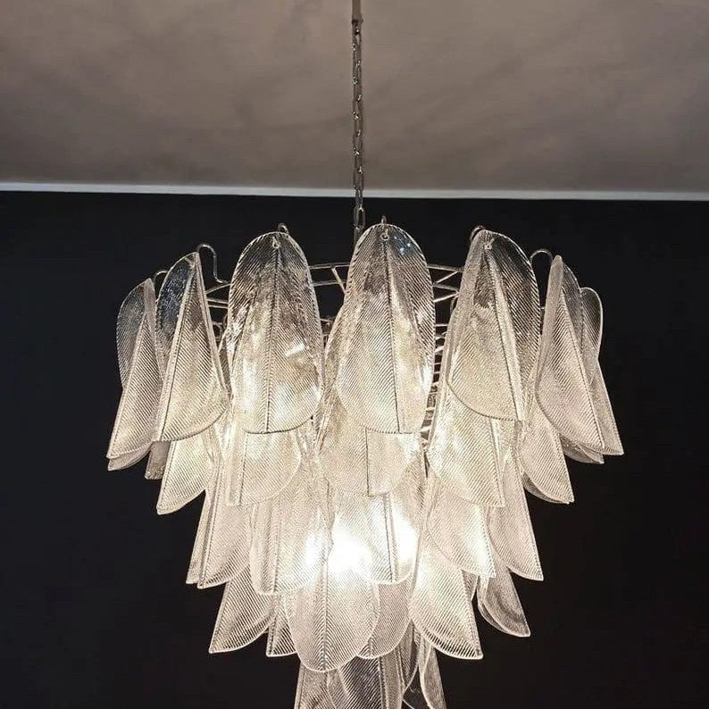 Murano Chandelier – Rondini – 57 glass leaves – Transparent