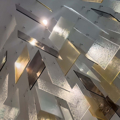 Modern Layered Textured Glass Panel Ceiling Light for Hotel Lobby/Living Room