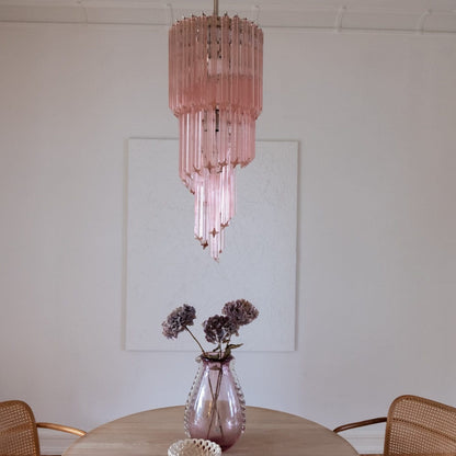 Murano Chandelier – Spiral – 54 prisms – Pink