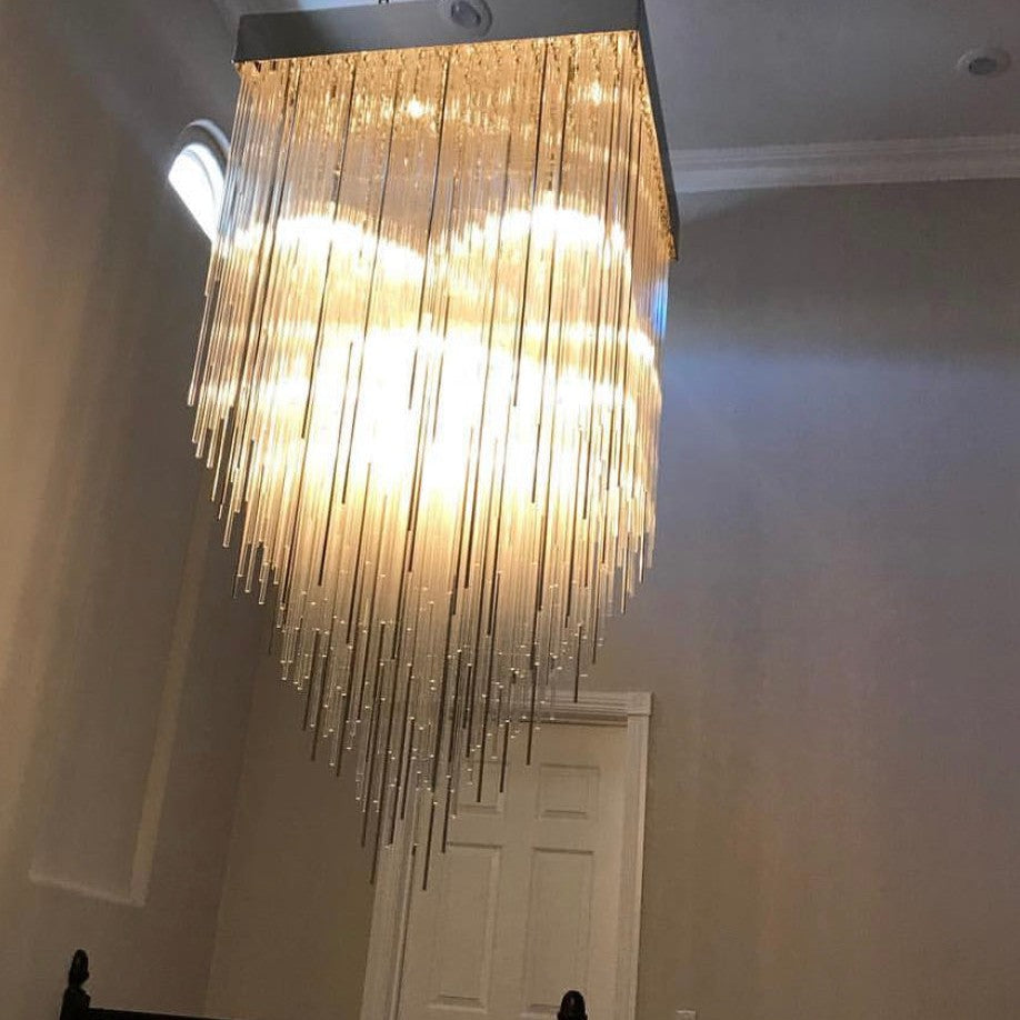 Cascade Glass Rectangular Chandelier 54"