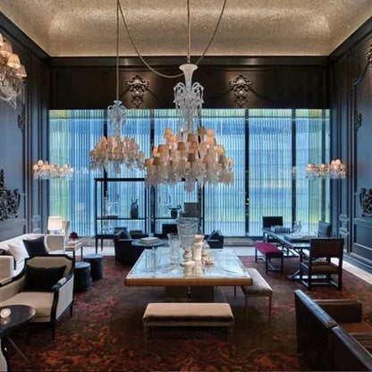 Large Light Luxury Classic Tiered Crystal Candle shaded Chandelier for High-ceiling Rooms/Living Room