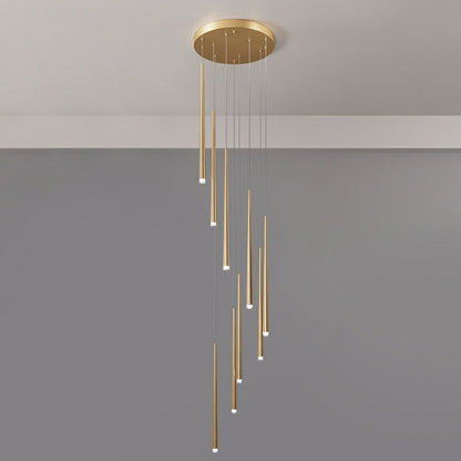 Minimalism Foyer Staircase Chandelier Ceiling Pendant Lighting Fixture For Living Room Entryway In Gold/ Black Finish