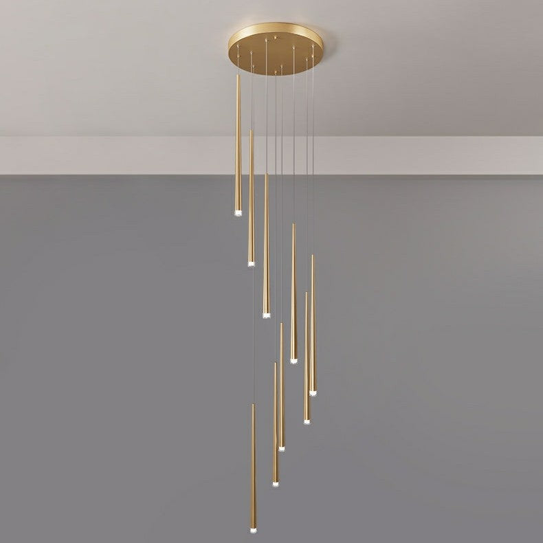 Minimalism Foyer Staircase Chandelier Ceiling Pendant Lighting Fixture For Living Room Entryway In Gold/ Black Finish