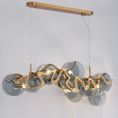 Post-modern Light Luxury Minimalist Round Glass Cluster Chandelier for Dining/Living Room/Bedroom