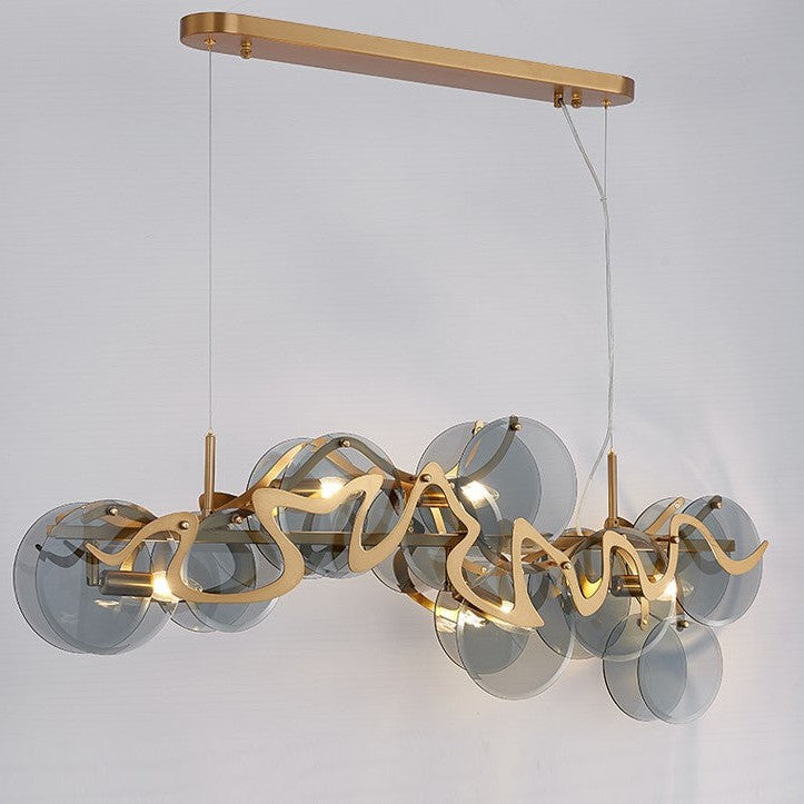 Post-modern Light Luxury Minimalist Round Glass Cluster Chandelier for Dining/Living Room/Bedroom