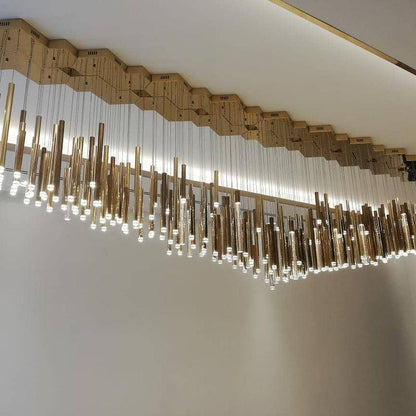 Bellini Rectangular Tri-Tone Tubular Pendant Light Chandelier