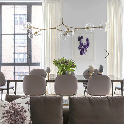 Modern Sputnik Smoky Gray/Amber Glass Branch Chandelier for Kitchen Island/Dining Room