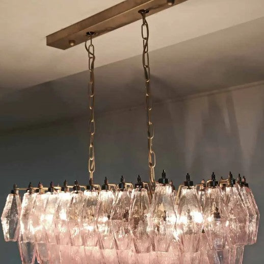 Murano Chandelier – Poliedri – 84 glasses – Pink
