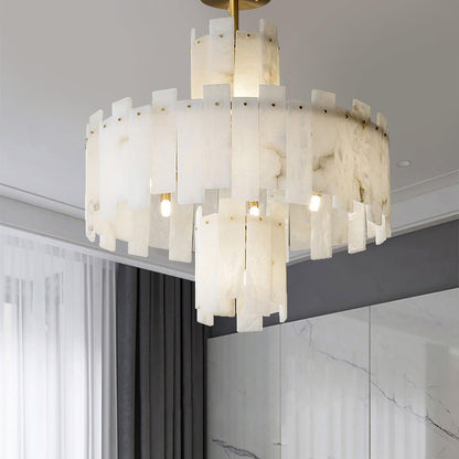 Alabaster Chandelier – Elegant Brass & White Alabaster Light Fixture
