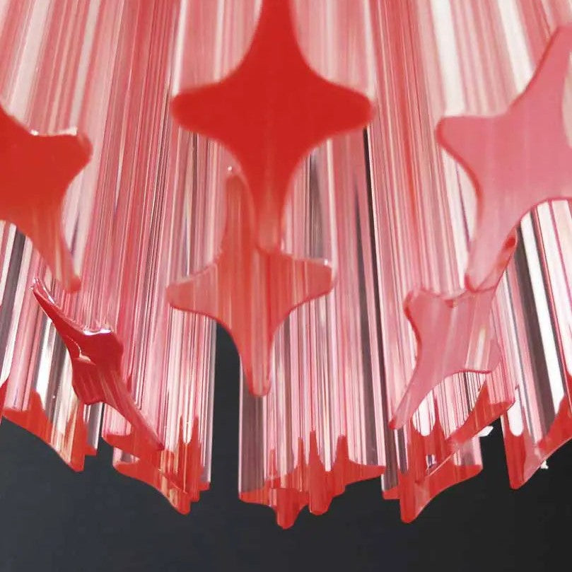 Murano Chandelier – Quadriedri – 46 prisms – Pink