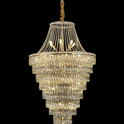 Magnificent Extra Large Foyer Hall Chandelier Tiered Crystal Ceiling Lighting Fixture For Living Room Decor