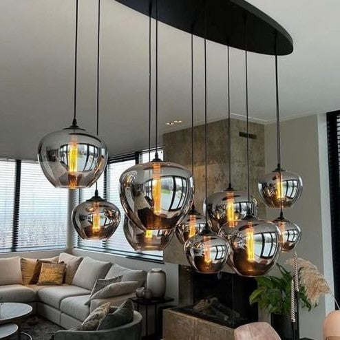 Modern Smoke Gray Glass Lamp Designer Chandelier for Cafe/Kitchen Island/Dining Room Style B