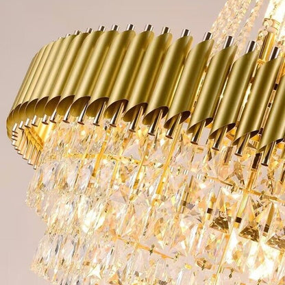 Extra Large Modern Multi-layers Gold/Black Light Luxury Crystal Chandelier For 2-Story Living Room,Foyer