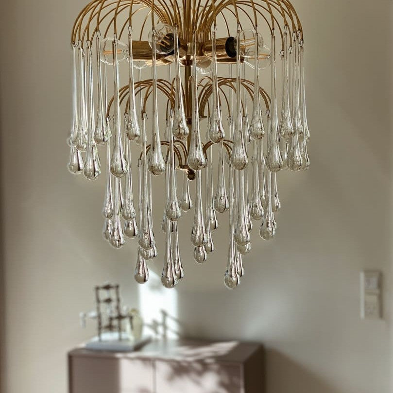 Vintage – Murano chandelier – Teardrop – 68 drops – Clear