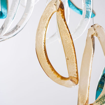 Galaxy Aqua Ripple Glass Meteor Shower Crystal Spiral Chandelier