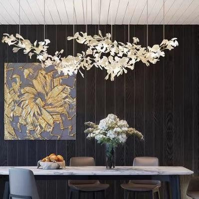 Porcelain Linear Gold Chandelier