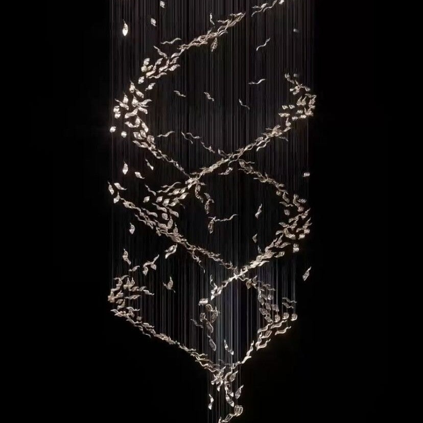 Extra Large Luxury Art Double Spiral Creative Crystal Chandelier For High-ceiling Foyer/Hallway/Entryway