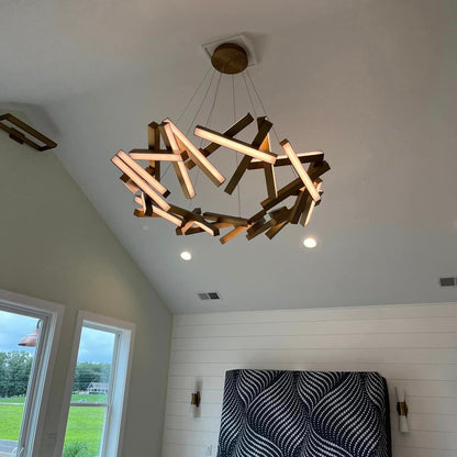 Modern Round/Linear Geometric Aluminum LED Chandelier for Dining Room/Bedroom