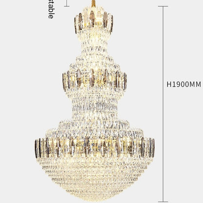 Extra Large Round Crystal Chandelier Luxury Foyer High Ceiling Light Fixture For Living Room/ Hotel Hall Entrance