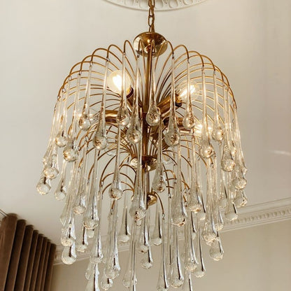 Vintage – Murano chandelier – Teardrop – 68 drops – Clear