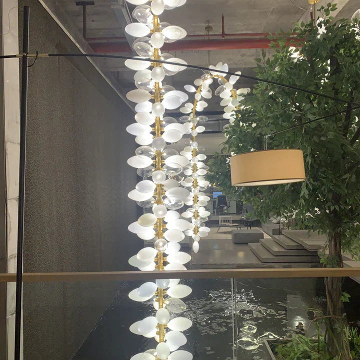 Nordic Art Long Magnolia alba Glass Ceiling Chandelier  for Staircase/Hallway/Entryway Light Fixture
