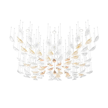 Floating Leaves Meteor Shower Crystal Spiral Chandelier