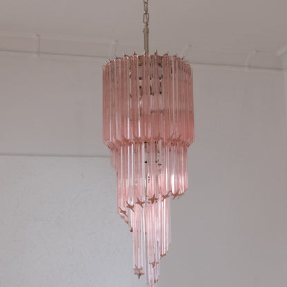 Murano Chandelier – Spiral – 54 prisms – Pink