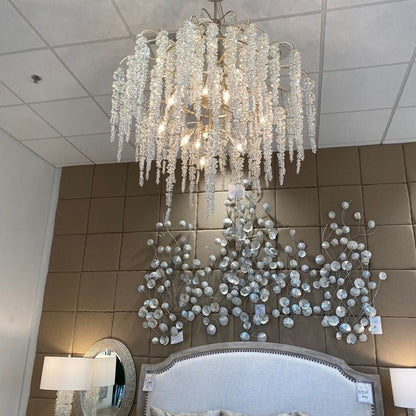 Light Luxury Elegant Sliver Flower Branch Chandelier For Living/Dinning/Bedroom Room/Hallway