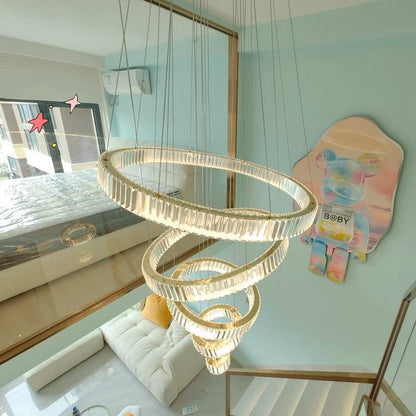 Modern Front Entryway Chandelier 5/6/7 Rings Crystal Gold/ Chrome Finish Ceiling Lamp