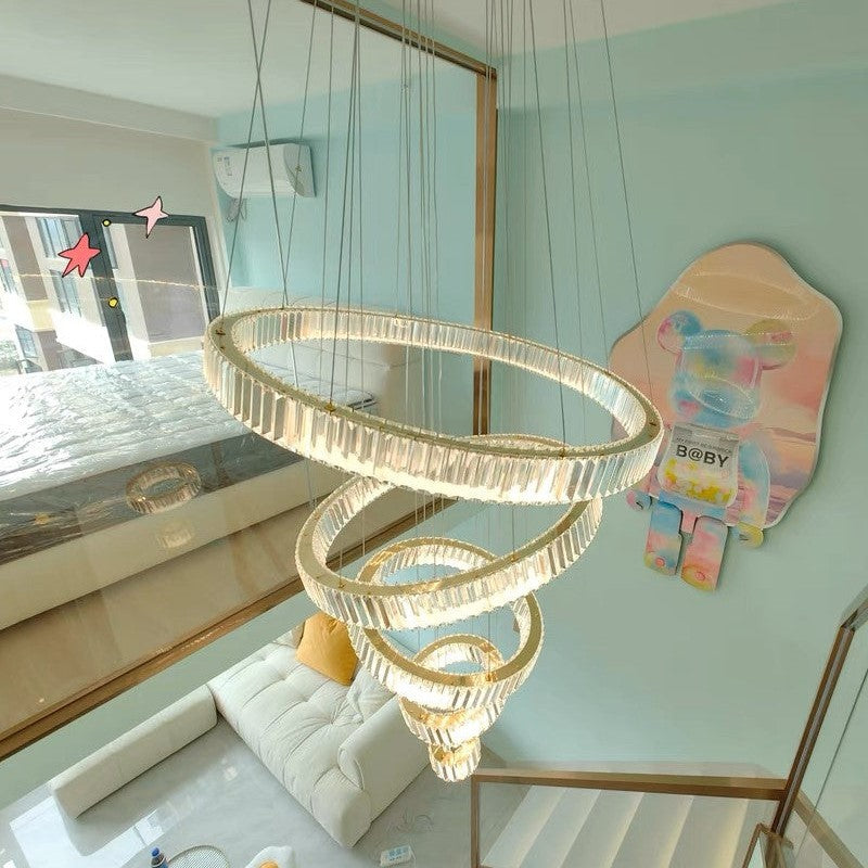 Modern Front Entryway Chandelier 5/6/7 Rings Crystal Gold/ Chrome Finish Ceiling Lamp