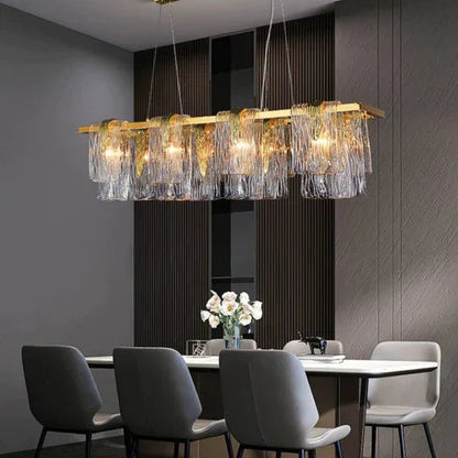 Light Luxury Irregular Glass Slice Chandelier Suit in Brass Finish for Living Room/ Ding Room/ Bedroom