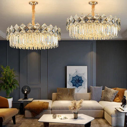 Modern Luxury Tiered Transparent Crystal Chandelier Suit for Living/Dining Room/Bedroom