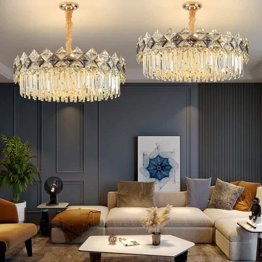 Modern Luxury Tiered Transparent Crystal Chandelier Suit for Living/Dining Room/Bedroom
